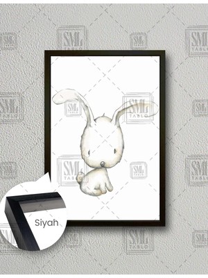 SML Tablo Yavru Tavşan Çizgi Film Karakteri Çocuk Odası Dekor Dikey Çerçeveli Kanvas Tablo