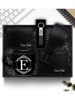As Gift Kişiye Özel Siyah Kupa & Kemer & Cüzdan & Anahtarlık & Kartlık Hediye Seti