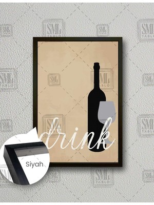 SML Tablo Mutfak Drink Içki Şişesi Kadeh Cafe Restorant Dekor Dikey Çerçeveli Kanvas Tablo