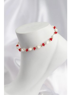 Calperia Doğal Deniz Kabuğu Model ve Kırmızı Kristal Taş Model Halhal