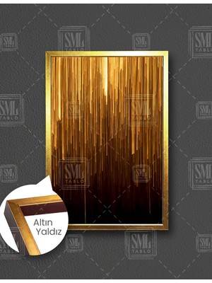 SML Tablo Altın Sarısı Sarkıtlar  Dikey Çerçeveli Kanvas Tablo