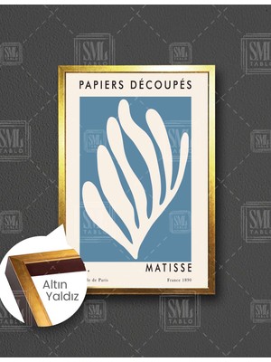 SML Tablo Papıers Decoupes Minimal Mavi Mercan Minimal Boho  Dikey Çerçeveli Kanvas Tablo