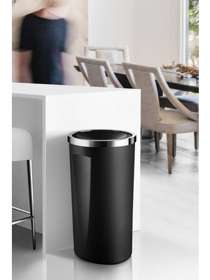 PremiumPort Kapasiteli Siyah Döner Kapaklı Çöp Kutusu, Banyo ve Ofis Için Ideal