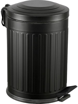 PremiumPort Şık Çizgili Vintage Çöp Kovası, Siyah, 12 Lt, Pratik ve Modern Tasarım