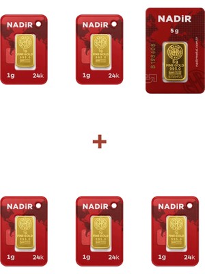Nadir Gold 24 Ayar 10 Gram Külçe Altın (1 Adet 5 Gram Külçe Altın + 5 Adet 1 Gram Külçe Altın )