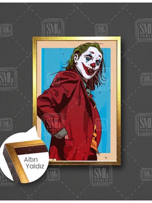 SML Tablo Joker Filmi Yeşil Saçlı Kırmızı Ceketli Kötü Adam Batman Gotham Knavas Tablo Dikey Çerçeveli Kanvas Tablo
