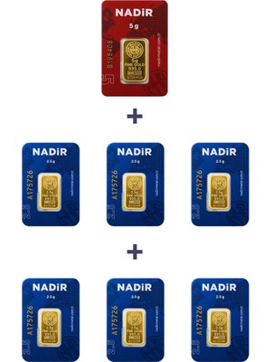Nadir Gold 24 Ayar 20 Gram Külçe Altın (1 Adet 5 Gram Külçe Altın + 6 Adet 2,5 Gram Külçe Altın )