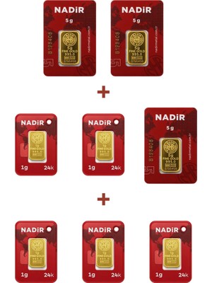Nadir Gold 24 Ayar 20 Gram Külçe Altın (3 Adet 5 Gram Külçe Altın + 5 Adet 1 Gram Külçe Altın )