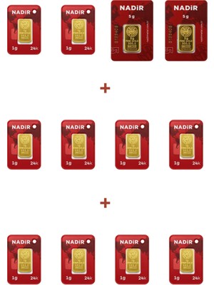 Nadir Gold 24 Ayar 20 Gram Külçe Altın (2 Adet 5 Gram Külçe Altın + 10 Adet 1 Gram Külçe Altın )