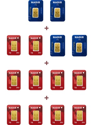 Nadir Gold 24 Ayar 20 Gram Külçe Altın (4 Adet 2,5 Gram Külçe Altın + 10 Adet 1 Gram Külçe Altın )