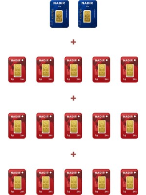 Nadir Gold 24 Ayar 20 Gram Külçe Altın (2 Adet 2,5 Gram Külçe Altın + 15 Adet 1 Gram Külçe Altın )