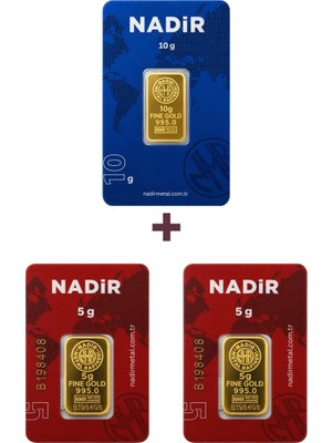 Nadir Gold 24 Ayar 20 Gram Külçe Altın (1 Adet 10 Gram Külçe Altın + 2 Adet 5 Gram Külçe Altın )