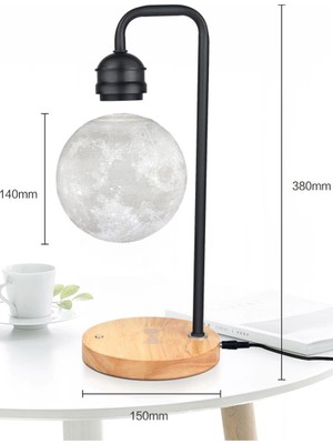 Die Grup  XF02 Ay Görünümlü Kablosuz Şarj Özellikli Gece Lambası - Siyah