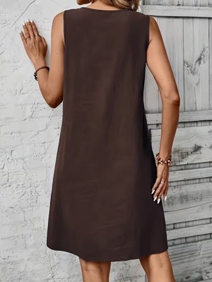 Periliçekeçe Kadın Askılı Yuvarlak Yakalı Önden Pileli Kısa Aerobin Elbise