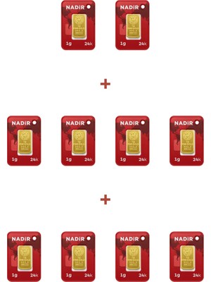 Nadir Gold 24 Ayar 10 Gram Külçe Altın (10 Adet 1 Gram Külçe Altın )