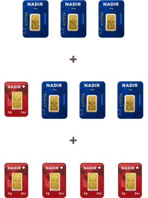Nadir Gold 24 Ayar 20 Gram Külçe Altın (6 Adet 2,5 Gram Külçe Altın + 5 Adet 1 Gram Külçe Altın )