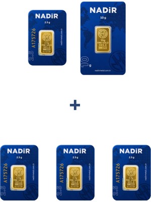 Nadir Gold 24 Ayar 20 Gram Külçe Altın (1 Adet 10 Gram Külçe Altın + 4 Adet 2,5 Gram Külçe Altın )