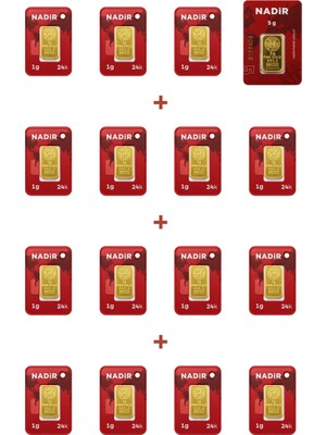 Nadir Gold 24 Ayar 20 Gram Külçe Altın (1 Adet 5 Gram Külçe Altın + 15 Adet 1 Gram Külçe Altın )