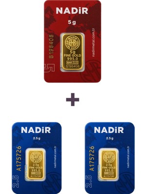 Nadir Gold 24 Ayar 10 Gram Külçe Altın (1 Adet 5 Gram Külçe Altın + 2 Adet 2,5 Gram Külçe Altın )