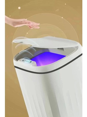 PremiumPort Sensörlü Akıllı Çöp Kovası Işıklı Koku Önleyici, Ofis, Banyo, Mutfak