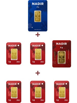 Nadir Gold 24 Ayar 20 Gram Altın (1 Ad 10 Gram Altın + 1 Ad 5 Gram Altın + 5 Ad 1 Gram Altın )