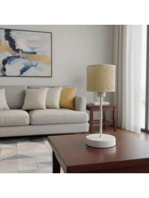 Elizim Home Lighting 20'lik Hasır Görünümlü Kırık Beyaz Abajur