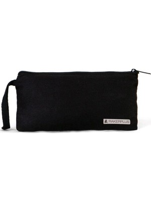 Rakerplus Siyah 21X10 cm Fermuarlı Gabardin Kumaş Kalemlik