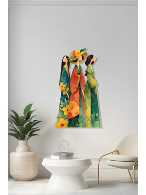 Macrodec Doğanın Kadınları Metal Duvar Tablosu – Renkli Çiçekli Kadın Figürlü Dekor