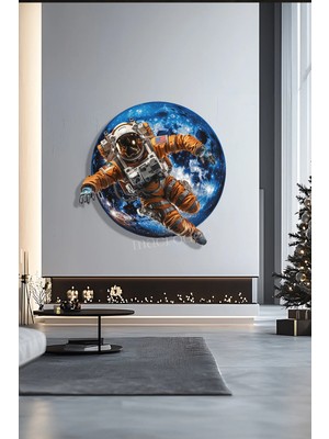 Macrodec Astronot Figürlü Metal Duvar Tablosu–cosmic Explorer Uzay Temalı Dekor