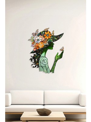 Macrodec Floral Woman Çiçek Kadın Metal Tablo - Modern Estetik Kadın Figürlü Lazer Kesim Duvar Dekoru