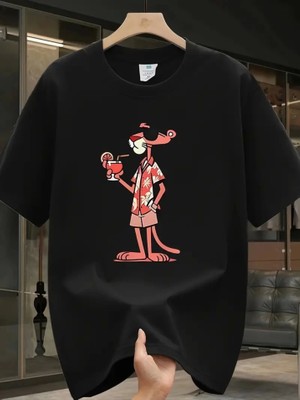 Modenya Baskılı Oversize Bisiklet Yaka T-Shirt - Siyah