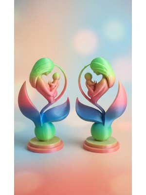 My Craft 3D MYCRAFT3D Anne ve Çocuk Figürlü 15CM Anneler Gününe Özel Hediyelik Dekoratif Biblo 2'li
