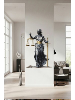 Macrodec Imperial Justitia Adalet Tanrıçası Metal Tablo - Altın Detaylı Duvar Dekoru