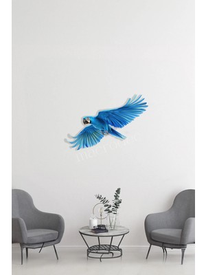 Macrodec Tropical Blue Parrot Mavi Papağan Metal Tablo - Modern Egzotik Kuş Temalı Lazer Kesim Duvar Dekoru
