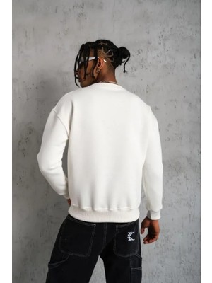 Modenya Erkek Düz Bisiklet Yaka Sweat - Beyaz