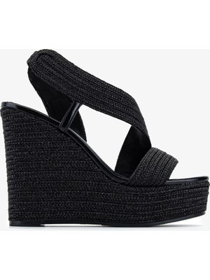 Valmenti Kadın Deri & Tekstil Siyah Topuklu Ayakkabı 1141 927 Bn Ayk Y26 Black Ropes