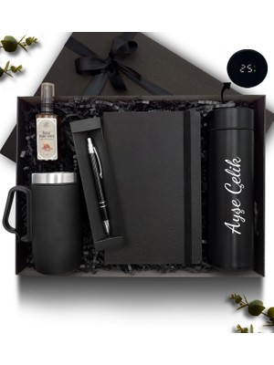 As Gift Kişiye Özel 500 ml Dereceli Termos & Bardak Termos & Defter & Kolonya & Kalem Hediye Seti
