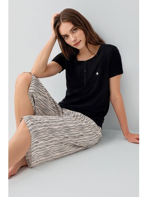 Pierre Cardin 9189 Kadın Kapri Pijama Takım