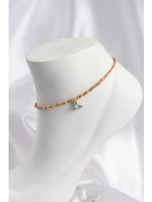 Luord-Store Kahverengi Miyuki Boncuklu Balık Kuyruğu Motifli Halhal