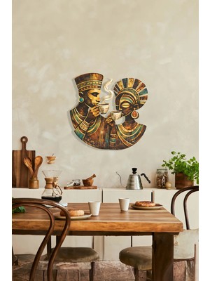 Macrodec Rustic Roast Etnik Kahve Hikayesi Metal Tablo - Otantik Afrika Figürlü Mutfak ve Kahve Köşesi Dekoru