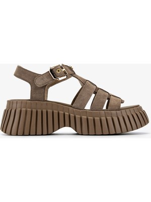 Valmenti Kadın Hakiki Deri Taupe Düz Sandalet 1141 842 Bn Sndlt Y26 Taupe Suede