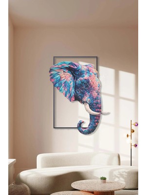 Macrodec Prismatic Elephant Geometrik Fil Metal Tablo - Renkli ve Modern Hayvan Figürlü Duvar Dekoru