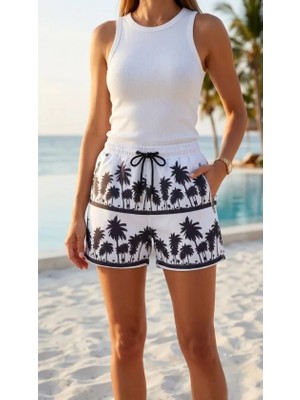 Modenya Deniz Şortu Fermuarlı Cepli File Astarlı Hızlı Kuruyan Premium - Beyaz