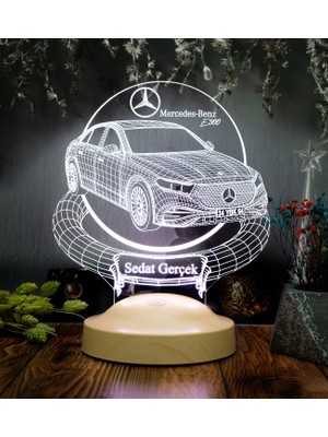 Sevgilambası Mercedes E300 Modele Özel 3D Kişiye Özel LED Lamba – Mercedes Tutkunlarına Özel Araba Hediyesi