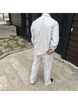 Modenya Erkek Fitilli Kadife Cepli Buggy Pantolon Oversize Rahat Kalıp - Gri