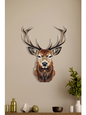 Macrodec Wild Deer Vahşi Geyik Metal Tablo - Modern Hayvan Figürlü Doğal Temalı Lazer Kesim Duvar Dekoru