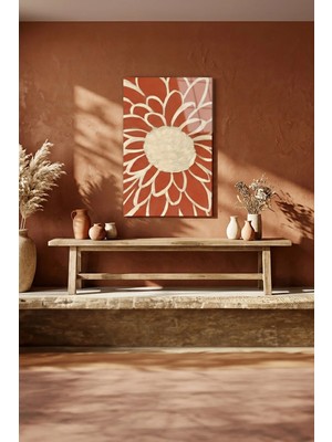 Macrodec Terracotta Modern Çiçek Soyut Cam Tablo - 4mm Temperli Kırılmaz Cam Duvar Dekoru