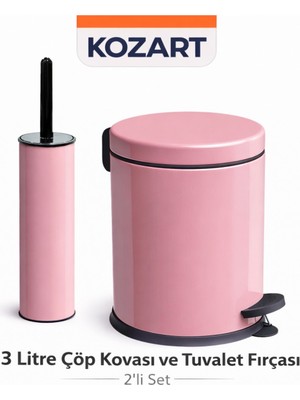 PremiumPort Pembe 3l Çöp Kovası ve Wc Fırça Seti, Banyo Temizlik Aksesuarları