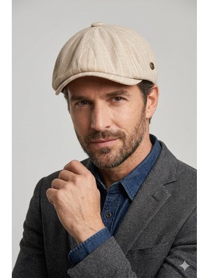 mercantoptan %100 Pamuk Cizgili Keten Yazlık Model Ingiliz 8 Parca Kasket Sapka