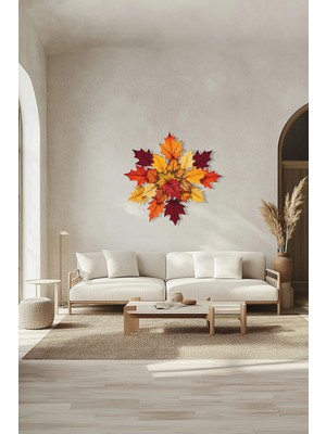 Macrodec Sonbahar Yaprakları Metal Duvar Tablosu – Sıcak Tonlu Doğadan Ilham Alan Dekor